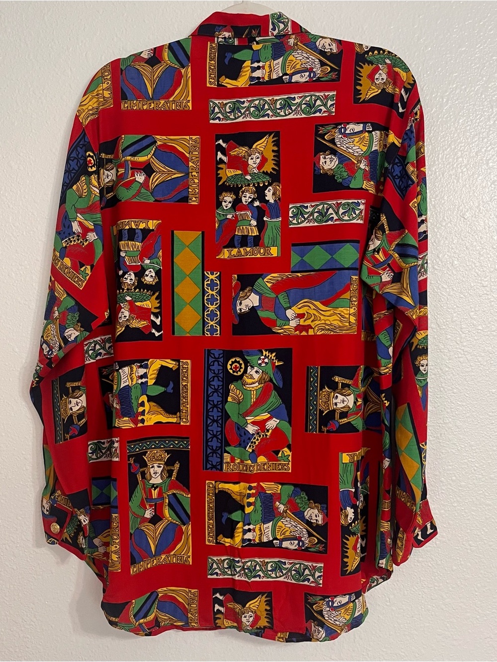 Vintage Vittadini Sport Tarot Button Down Shirt Long Sleeve Maximalist Sz M Bold - Picture 2 of 11